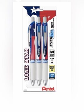 Pentel EnerGel RTX 0.7mm Liquid Gel Pens - Blue & White Pack of 3